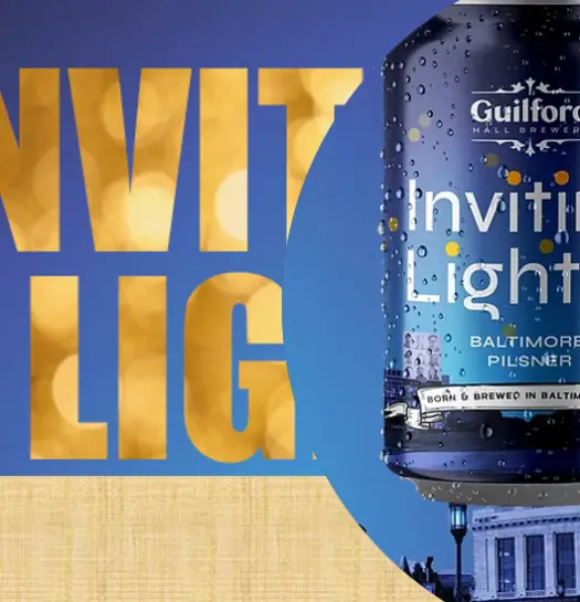 Inviting Light pilsner beer can with Guilford Brewery logo and text on blue background.