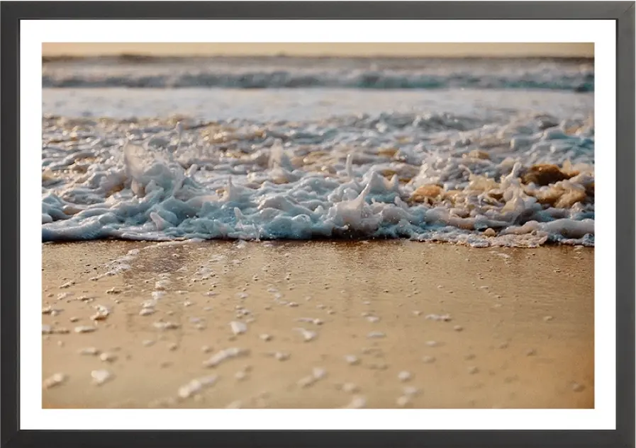 Waves crashing on the shore with white foam and golden sand Palm 012 Alex Ashman Studio