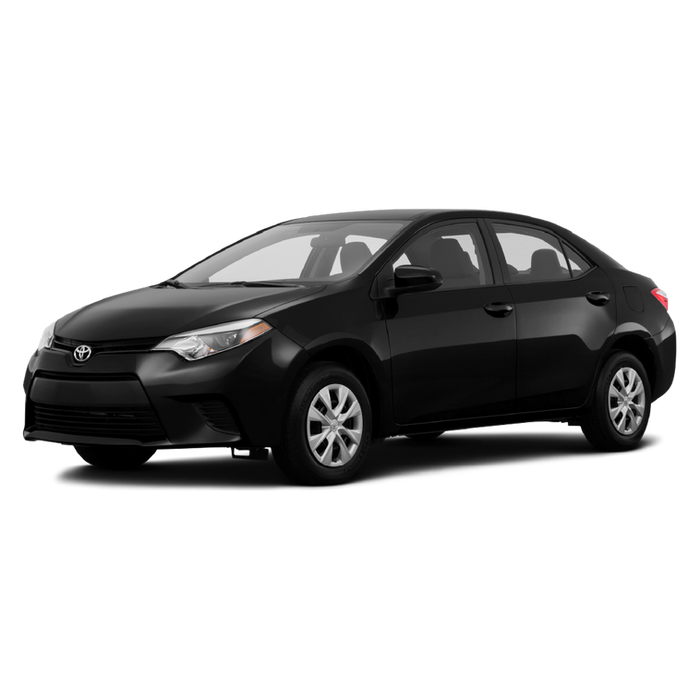 Black Toyota Corolla sedan on a black background