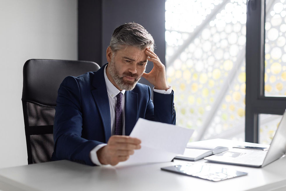 Professional reading document in enterprise office setting