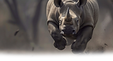 Rhino charging forward representing AI strategy consulting.