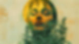 Woman's face with green foliage overlay
