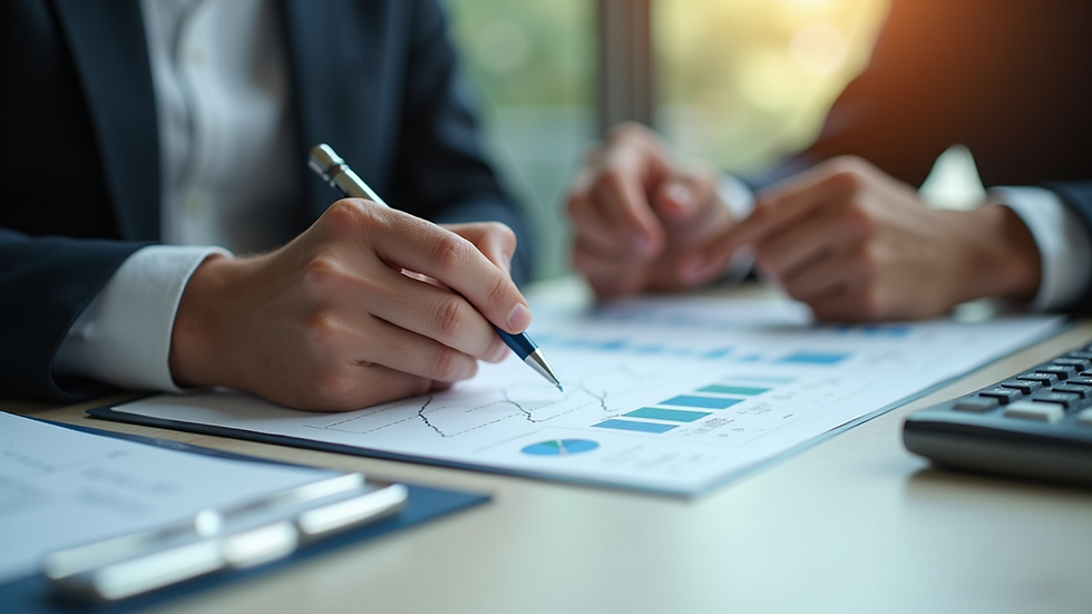 Close-up view of a financial advisor discussing annuity options with a client