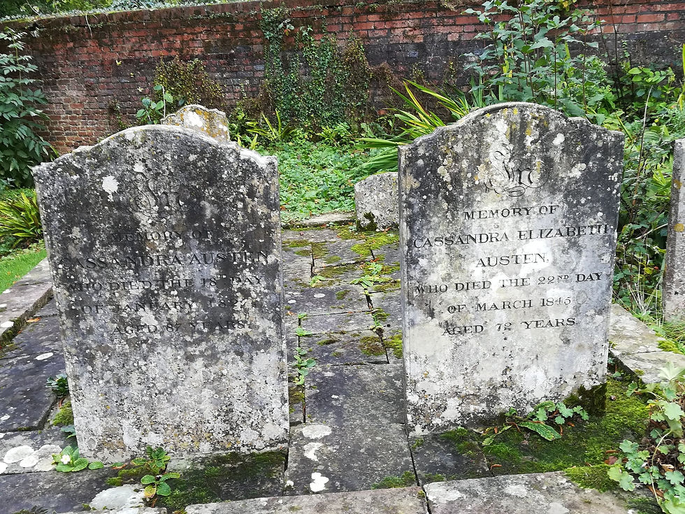 The headstones for Jane's mother, Cassandra Austen, and her sister, Cassandra