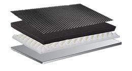 Image showing layers of materials for the crutch of a walking stick designed for people with arthritis, focusing on comfort and functionality.