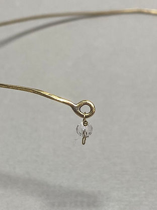 Brass Necklace pendant with diamond clear gem