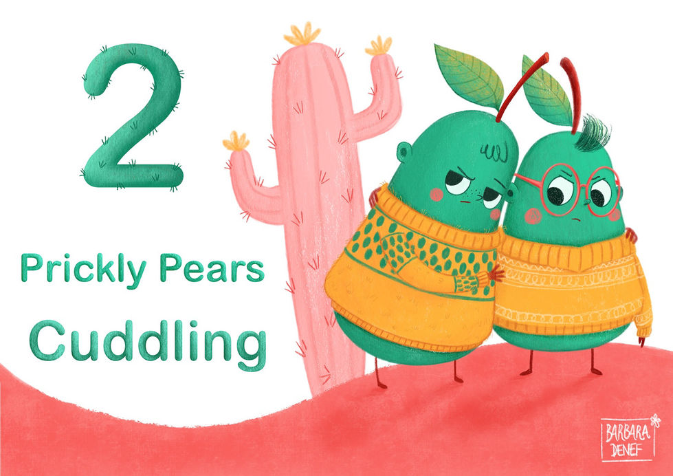Barbara Denef illustration - baby board book - prickly pears - character design - MATS character Play bootcamp - make art that sells