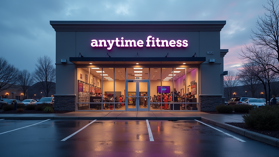 Wide angle view of an Anytime Fitness location
