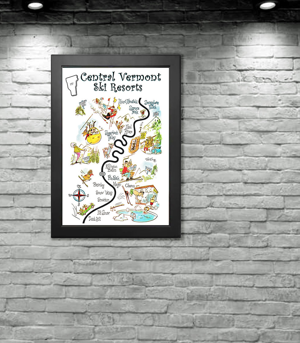 Thumbnail: Central Vermont Ski Areas 1961 Pictorial Map - Vintage Advertising Poster