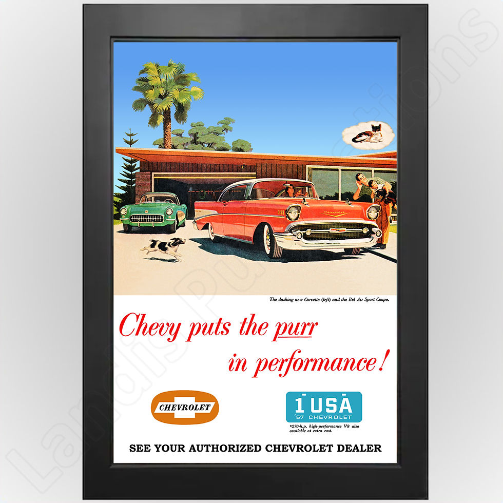 Thumbnail: 1957 Chevy Bel Air Advertising Poster - Beautiful Vintage Art!