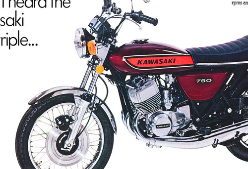 Kawasaki H2 750 1975 Motorcycle – Vintage Style Advertising Poster