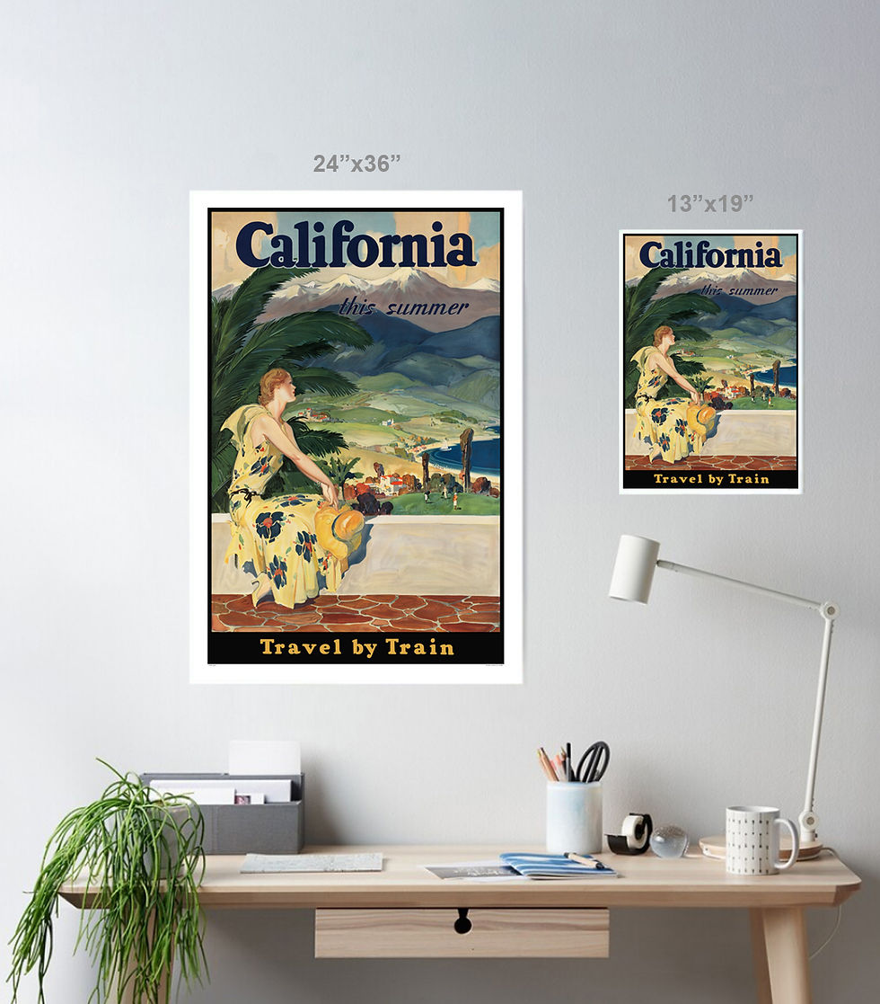 Thumbnail: California - Travel by Train Beautiful Vintage Poster