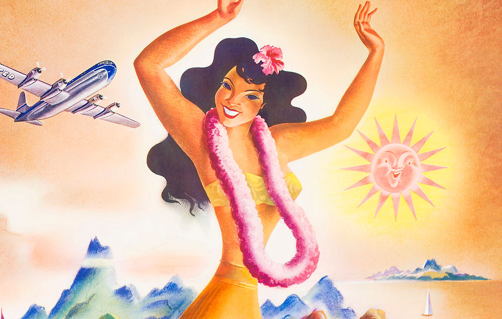 Thumbnail:  United Airlines Hawaiian Hula Girl and Fish poster image closeup