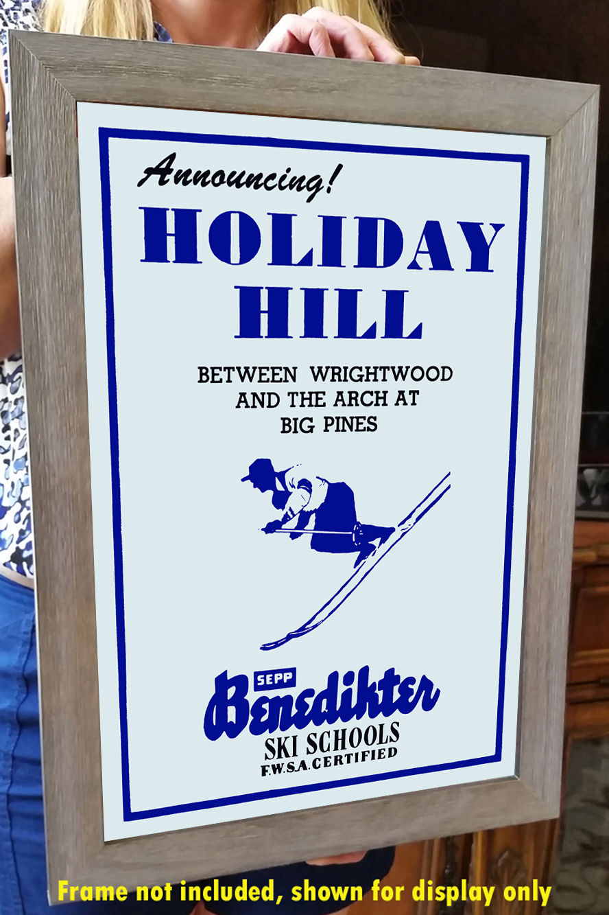 Ski School, Wrightwood - Big Pines Ca. - 1950s Advertising Poster image with 13x19 frame