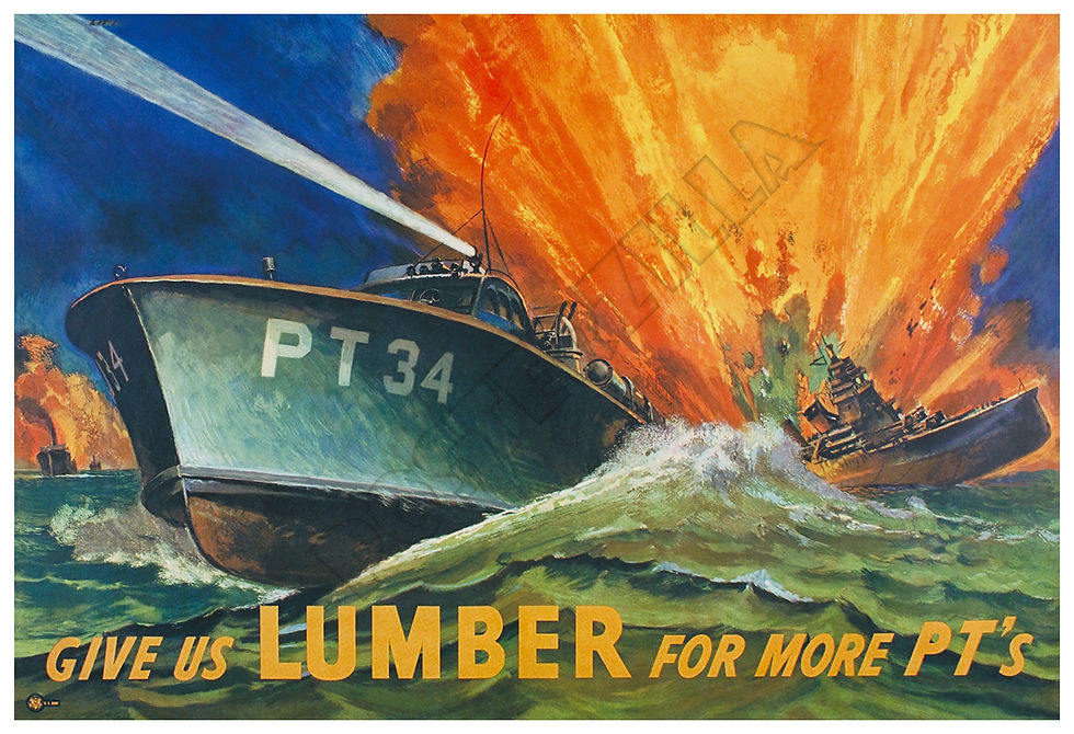 1943 PT Boat WWII Torpedo Boat Vintage Poster