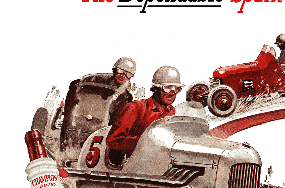 Thumbnail: Champion Spark Plugs – Midget Racing, 1946 Advertising Poster