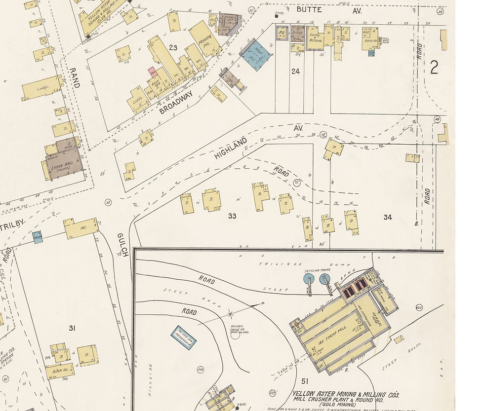 Thumbnail: Randsburg Ca. 1917 Sanborn Fire Insurance Exquisitely Detailed Map poster image closeup