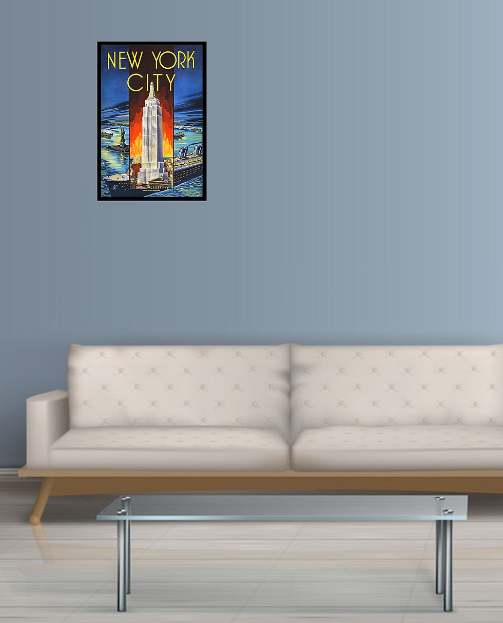 Thumbnail: New York City With Statue of Liberty and Empire State Bldg 1930s Vintage Poster