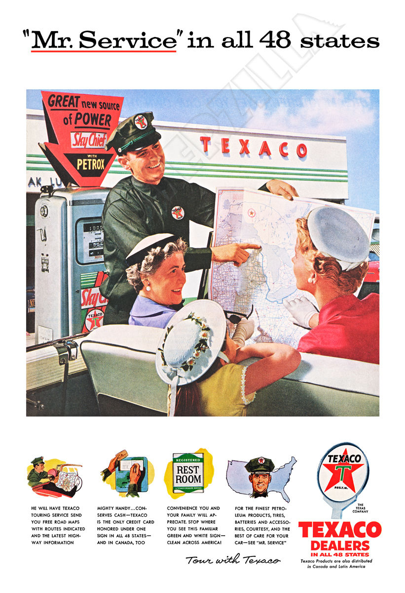 1950 Texaco Service Station Cool Vintage Advertising Poster