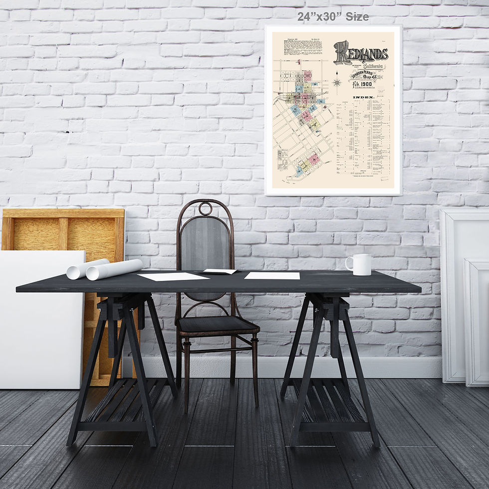 Thumbnail: Redlands, Ca. 1900 Sanborn Fire Insurance Exquisitely Detailed Map - Poster