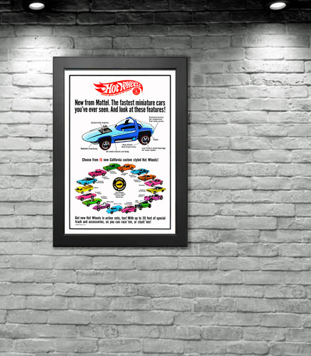 Poster Pubblicitario Auto D'epoca A4 Poster Hot Wheels Redline 1967 Chevrolet, Formato A4, Riproduzione Pubblicitaria D'epoca Per Collezionisti Volantino Hot Wheels 1967 - Foto 8