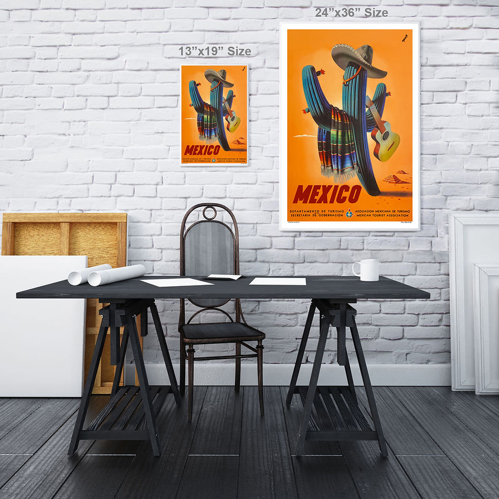 Thumbnail: Mexico Tourism 1945 Colorful Cactus Vintage-Style Advertising Poster