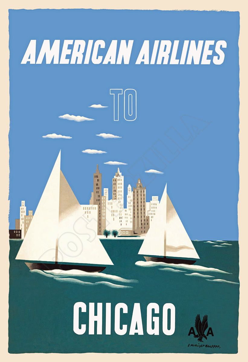American Airlines - Chicago Illinois - 1948 Advertising Poster
