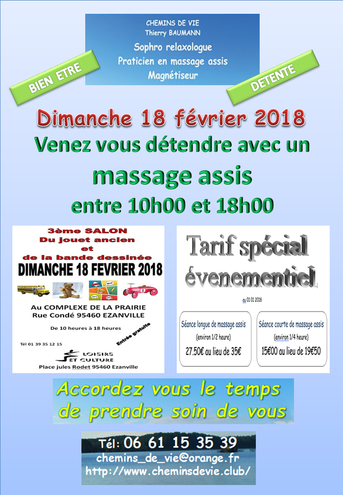Dimanche 18 février 2018, venez vous détendre avec un massage assis
