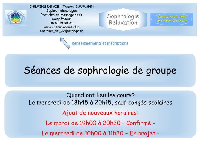 Séances de groupe de sophrologie sur Ezanville