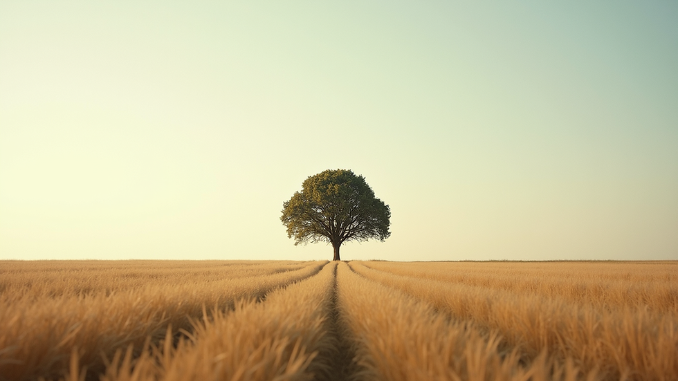 Close-up view of a solitary tree in a vast field