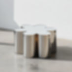 Mirrored stainless steel side table, flower shape