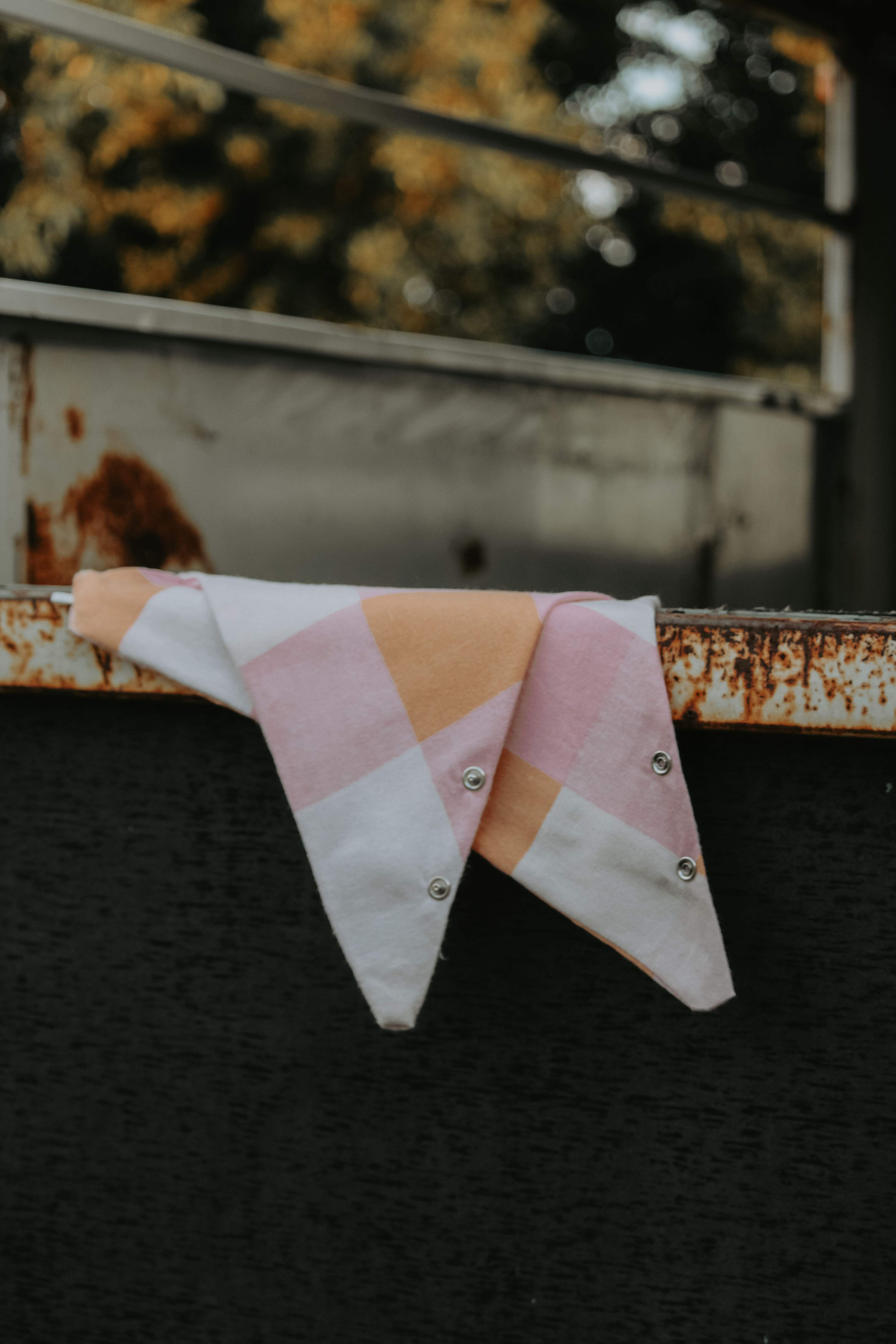 Flannel Neck Scarf- Orange/ Pink Check