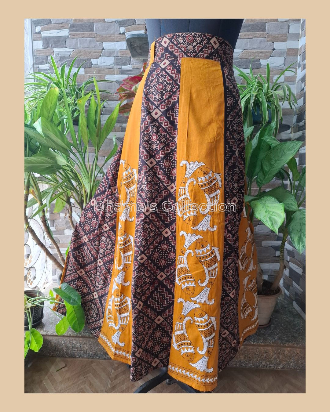 KANTHA COTTON WRAP-AROUND SKIRT