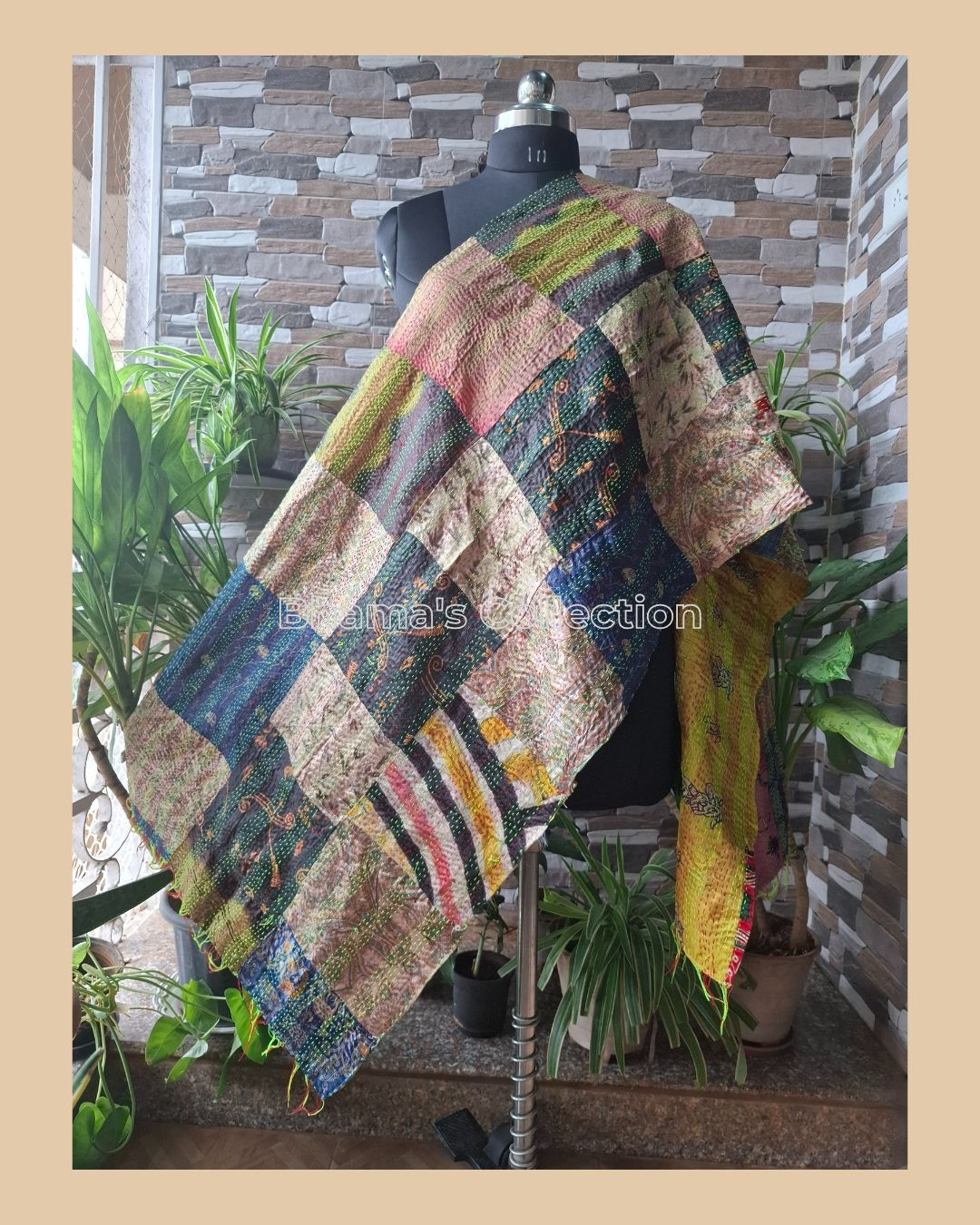 KANTHA REVERSIBLE PATCHWORK SILK STOLE