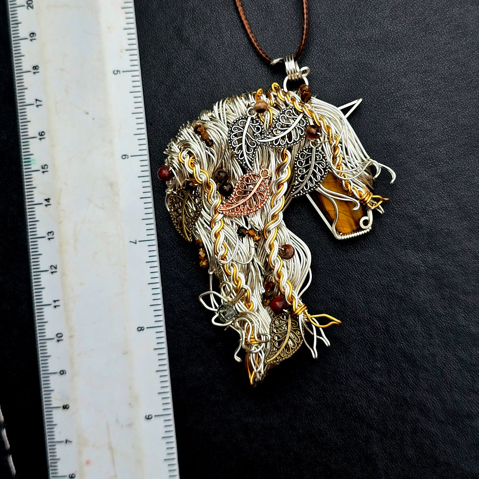 Thumbnail: Faelwyn • Tiger Eyes with Mixed Mineral Beads • Horse Pendant 