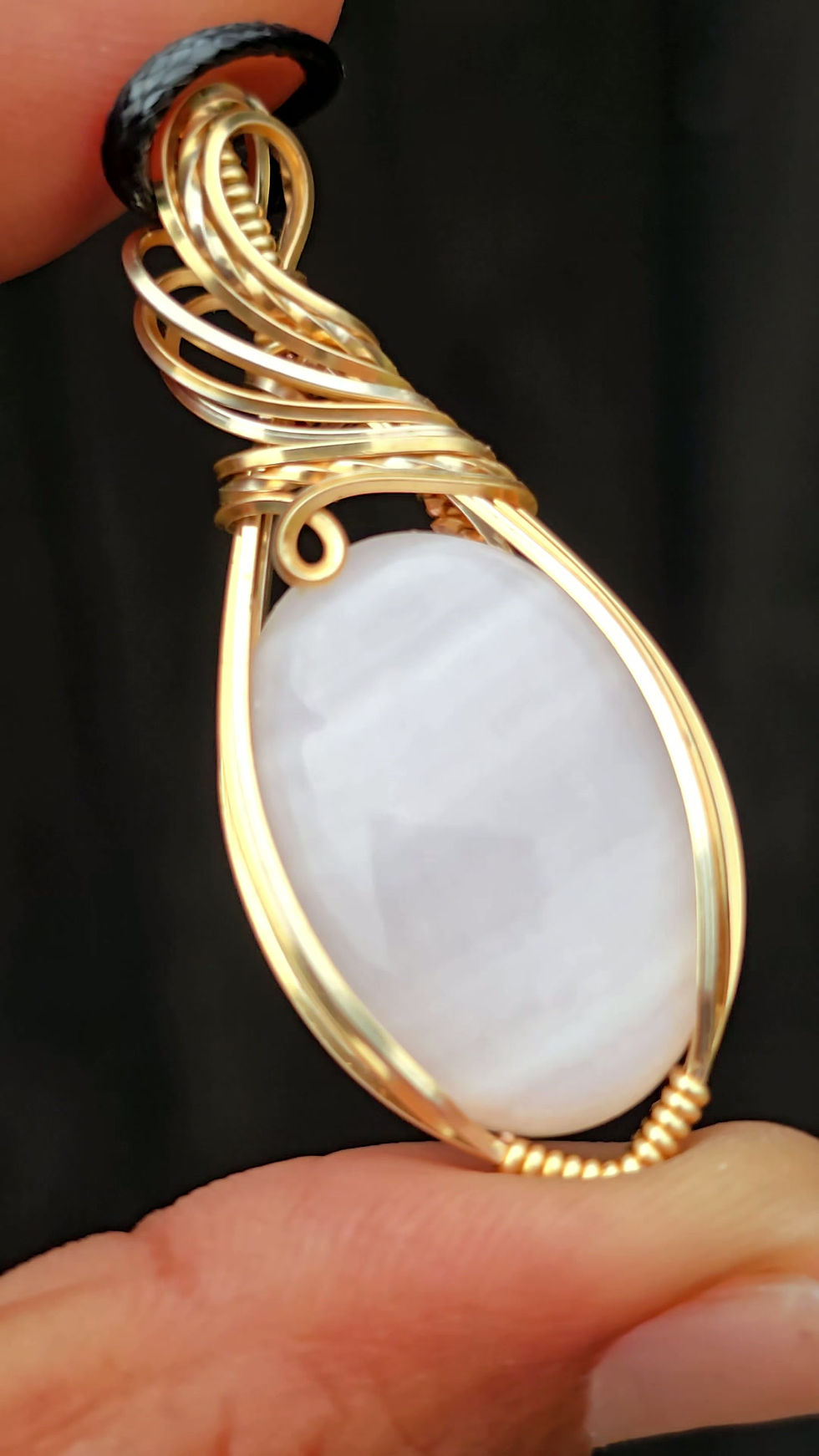 Thumbnail: Mangano Calcite • Gold Plated • Wire Wrapped Pendant 