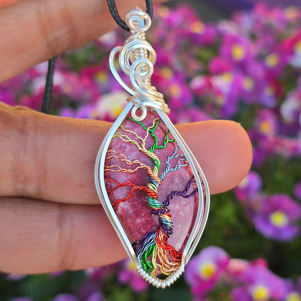 Thumbnail: Thulite ♡ 🌈Tree of Life ♡ Silver Plated 