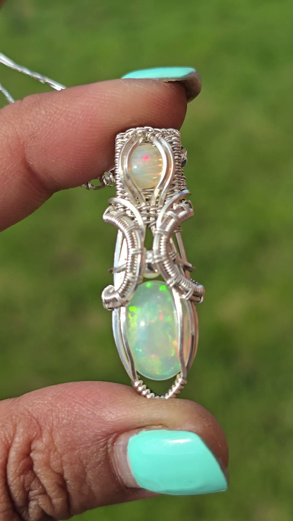 Thumbnail: 2.9ct Opal and 0.4ct Opal • Sterling Silver Pendant • The Andy