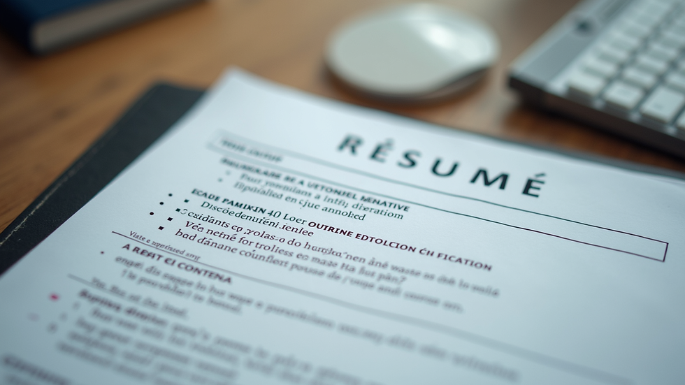 Close-up view of a résumé with highlighted sections