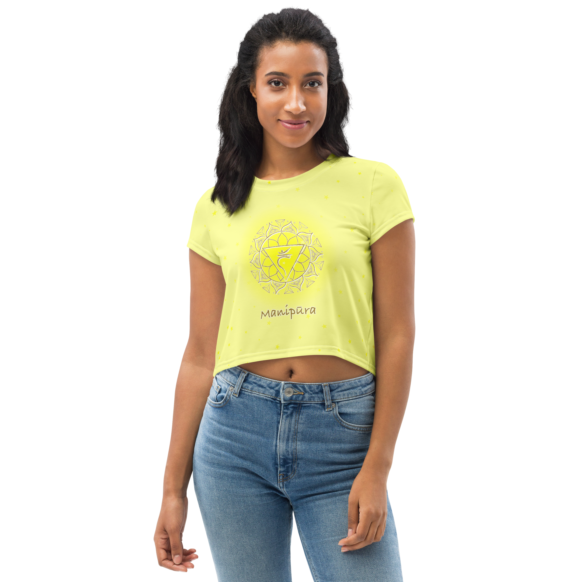 Solar Plexus Chakra Mandala Light Yellow Crop Tee