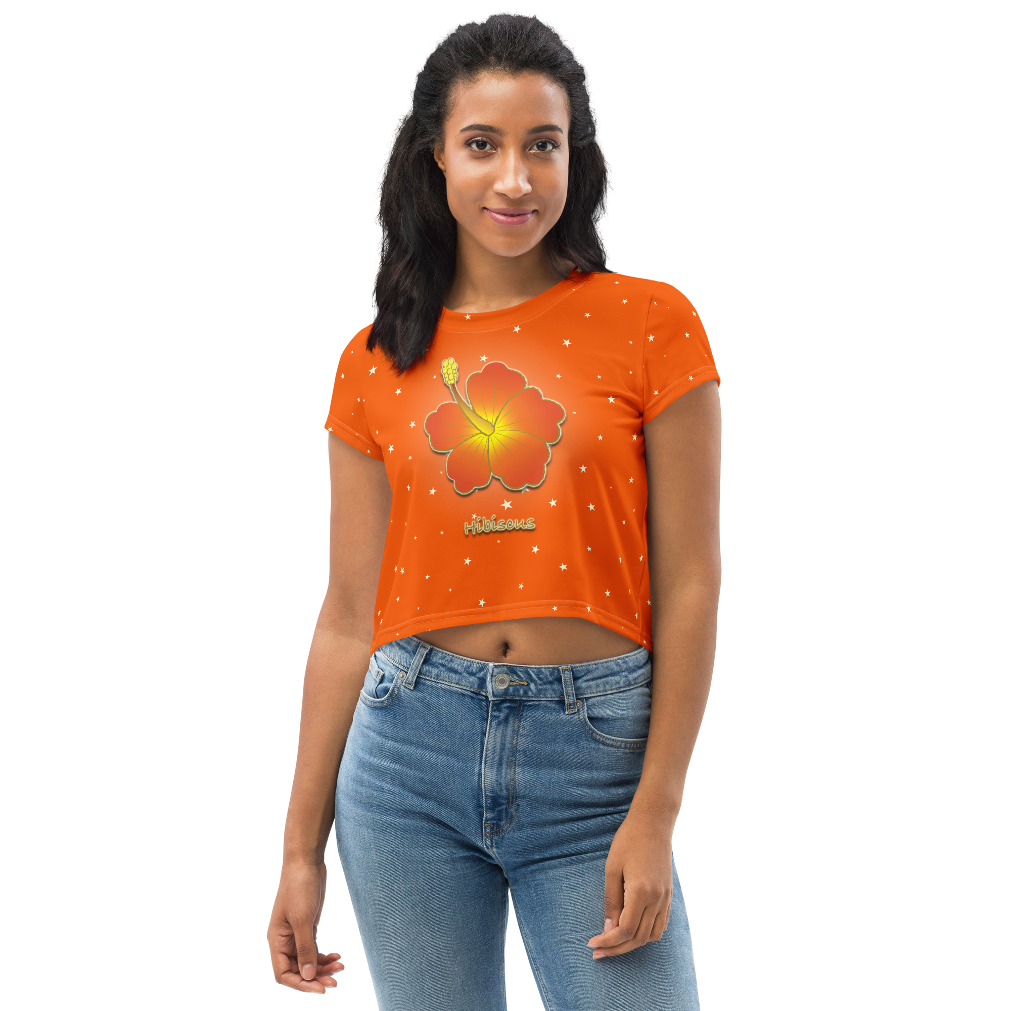 Sacral Chakra Flower Hibiscus Carnelian Crop Tee