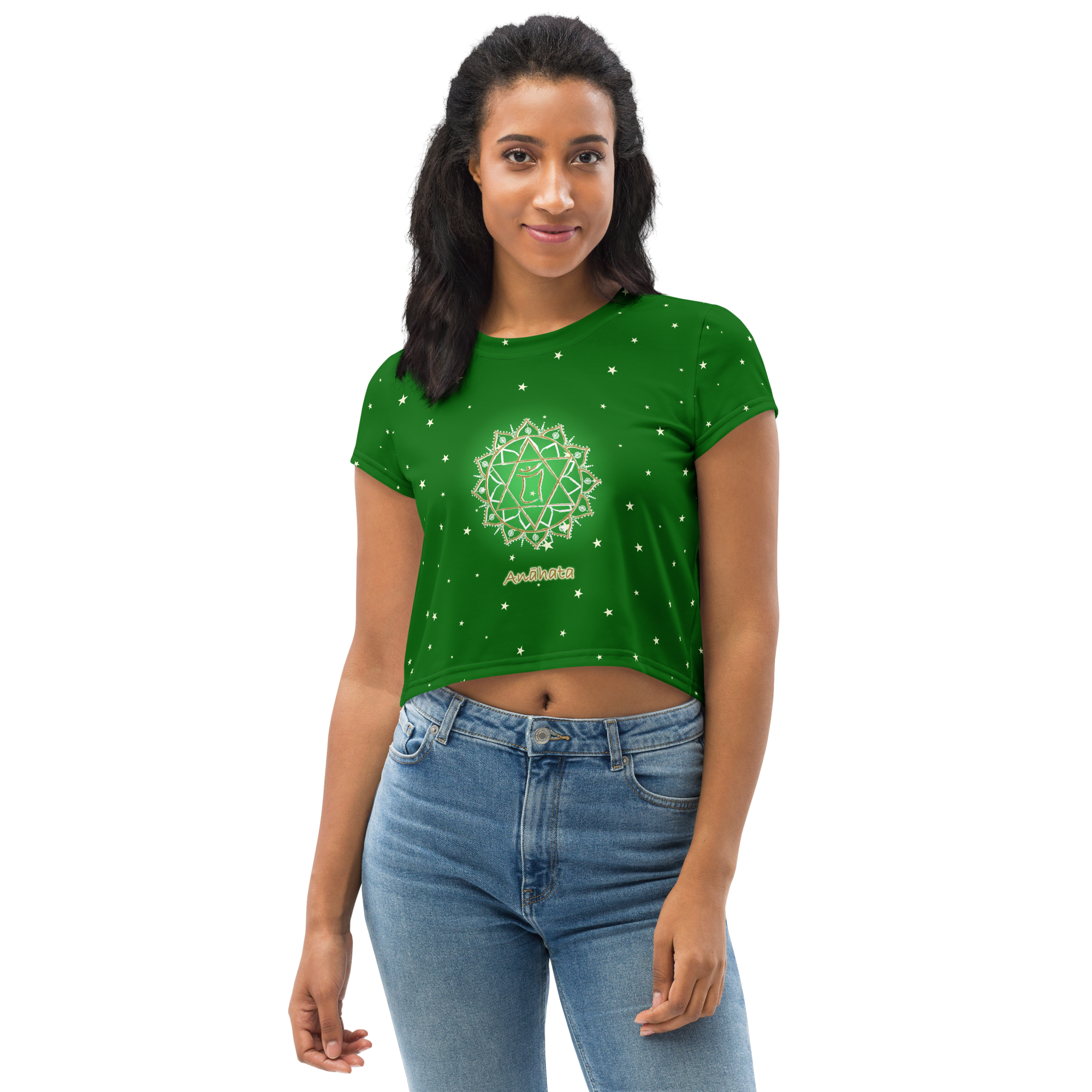 Heart Chakra Mandala Emerald Crop Tee