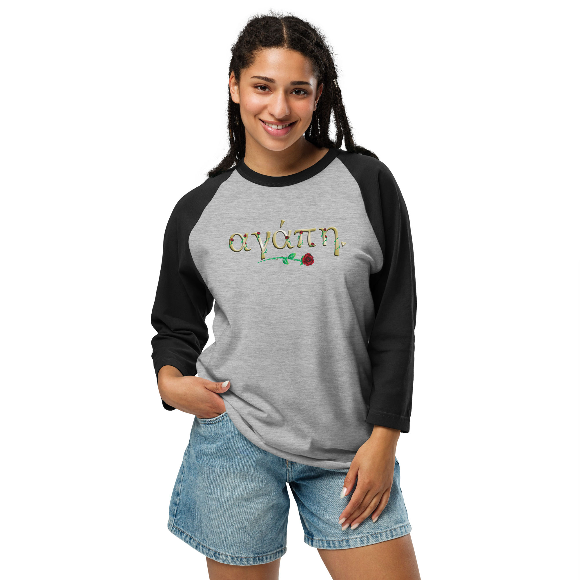 Love in Greek Raglan Shirt