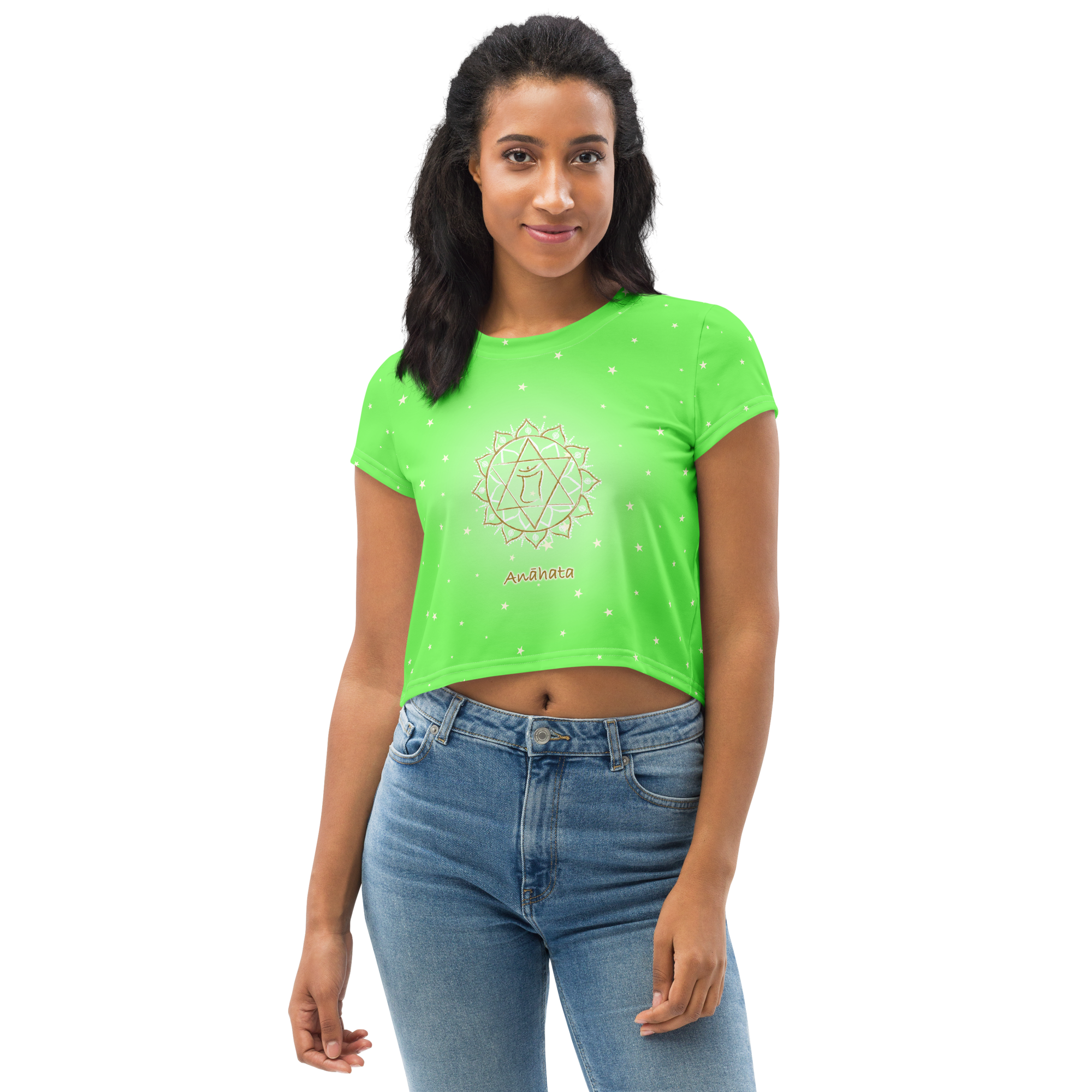 Heart Chakra Mandala Green Crop Tee