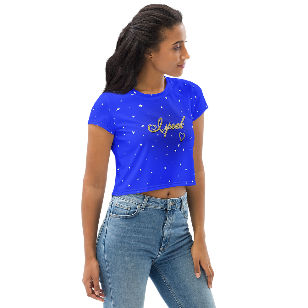 Thumbnail: Throat Chakra Affirmation Sapphire Crop Tee