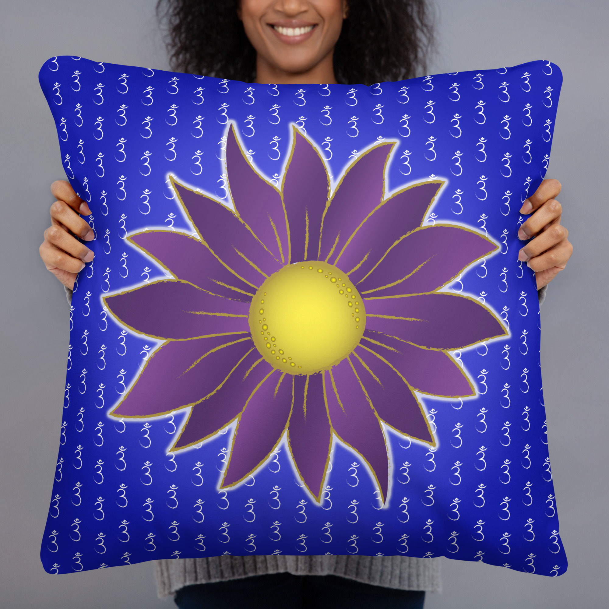 Third Eye Chakra Pansy Pillow 18", 22"