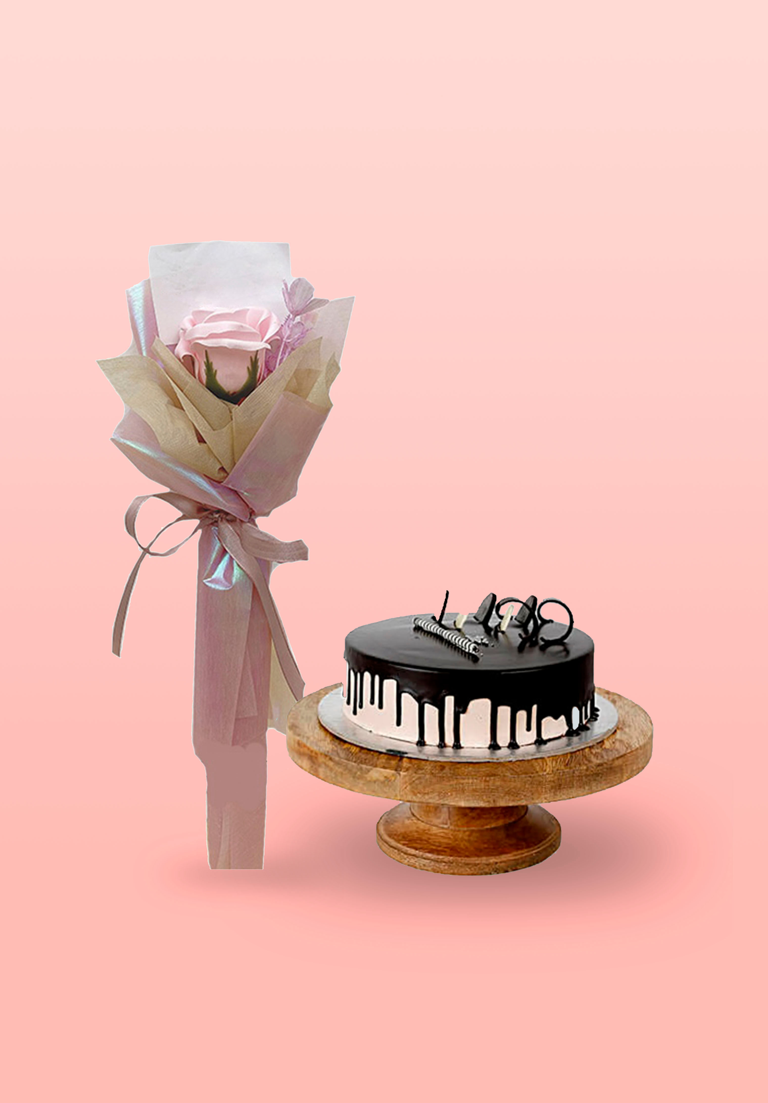 Timeless Pink Rose & Chocolate Cake