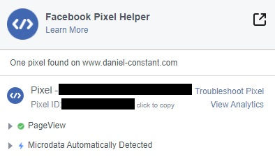 Exemplo de Evento de Pageview no Facebook Pixel Helper
