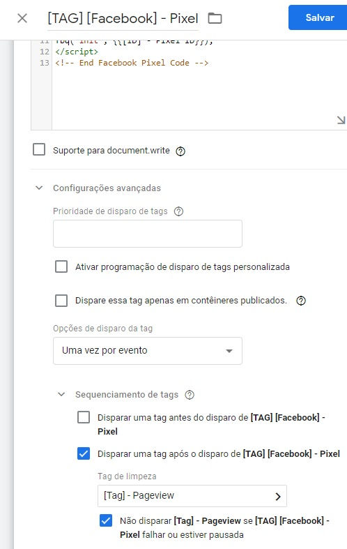 exemplo sequenciamento de tags do google tag manager