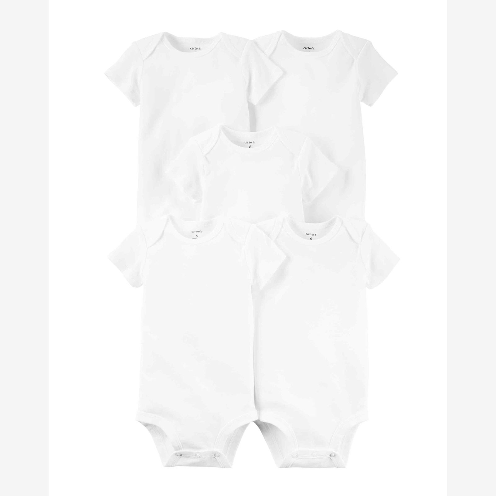 Kit Body Bebê Manga Curta e Manga Longa Lisos Branco | Carter's (4/5 peças)